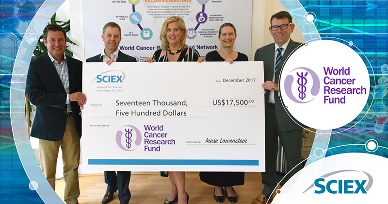 SCIEX世界各地的许多客户都从事癌症相关的研究，与WCRF的慈善合作反映了SCIEX及其客户的关注重点